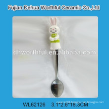 Cutely spoon with ceramic rabbit handle